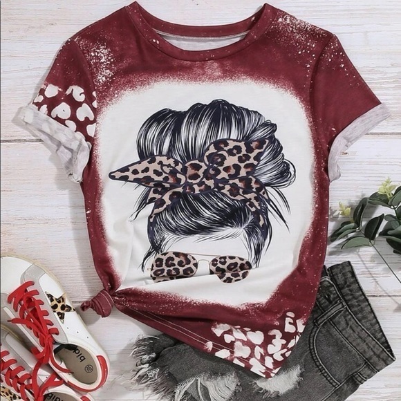 Boutique Tops - Leopard Print Womens Graphic Tee